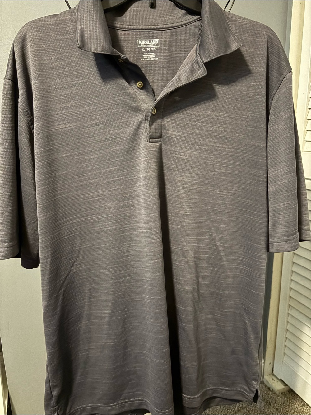 Kirkland Signature Men's Heathered Charcoal Polo